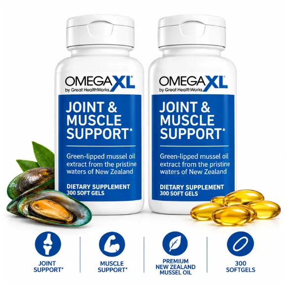 OmegaXL, Green Lipped Mussel, Mussel Oil, Omega Supplement, Joint Support, Joint Health, Omega 3, Softgels, 300 Softgels, Dietary Supplement, Wellness, Mobility Support